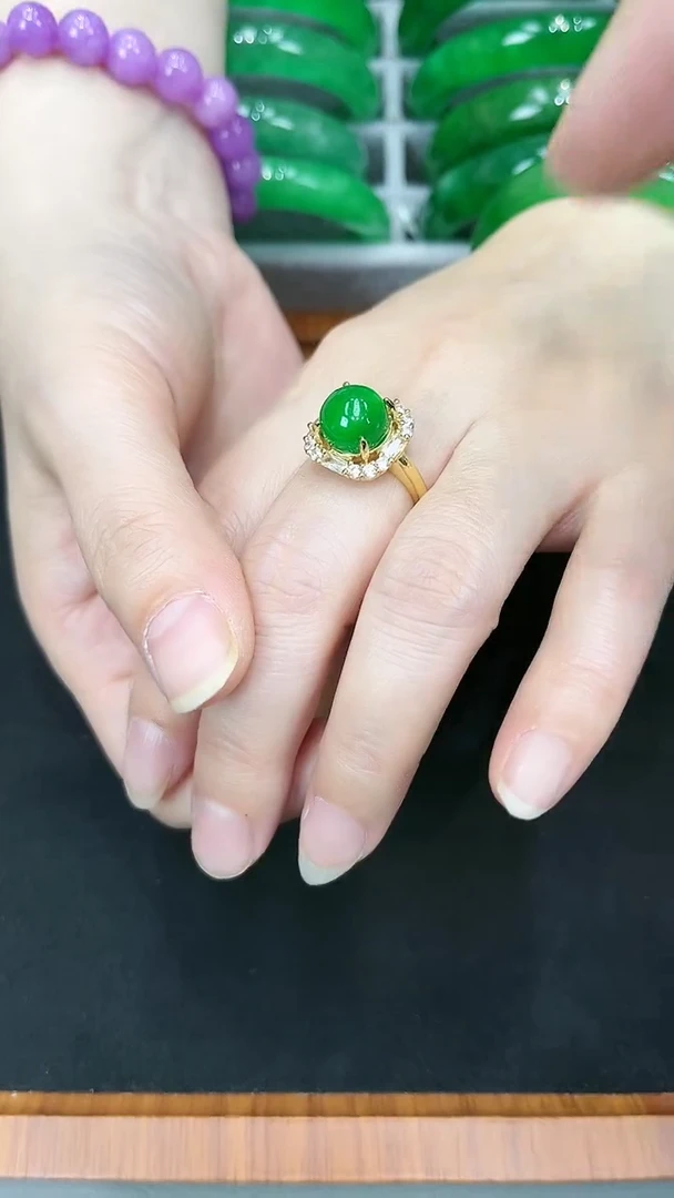 【闪购商品】翡翠戒指未镶嵌s1 正阳绿蛋面戒指