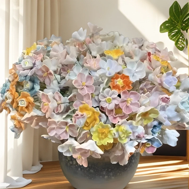 ins风景德镇·高温手作陶瓷花摆件仿真花永生花装饰创意送女生礼物