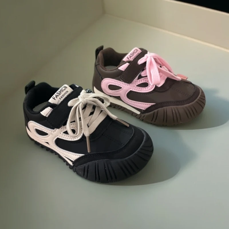 儿童皮面和加绒潮款男童女童时尚百搭防踢魔术贴运动鞋909软底