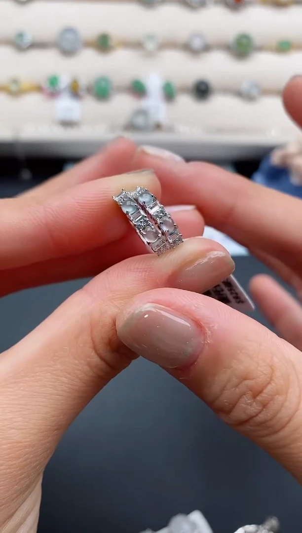 银S925镶嵌戒指翡翠33333333+9