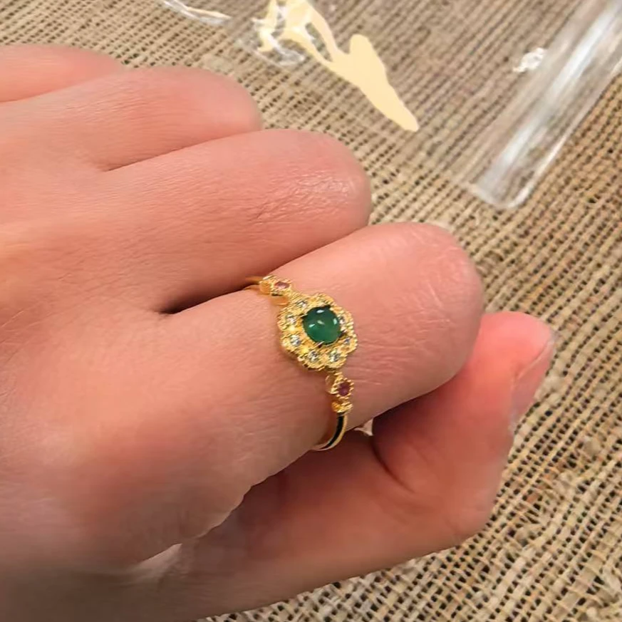 925银戒指 翡翡民族风戒指