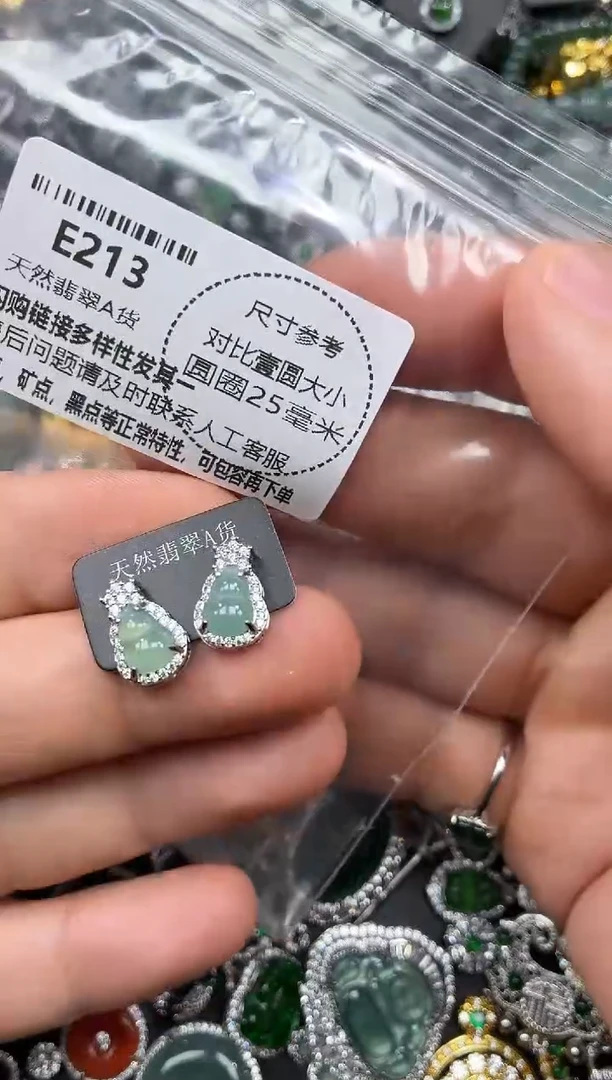 颈饰未镶嵌翡翠E213耳钉