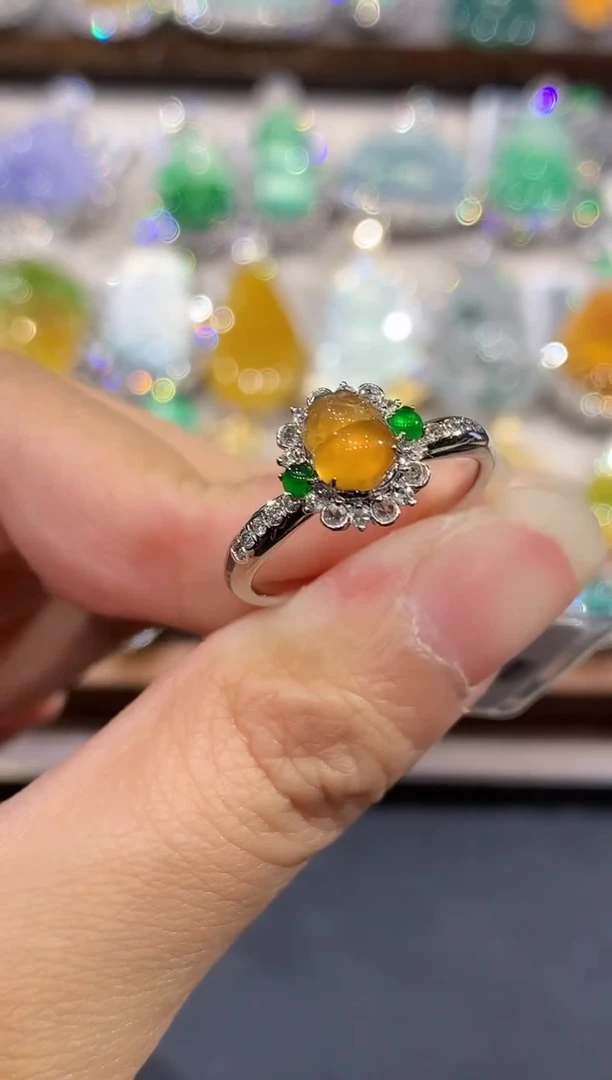 18K金镶嵌戒指翡翠JS多样性发其一