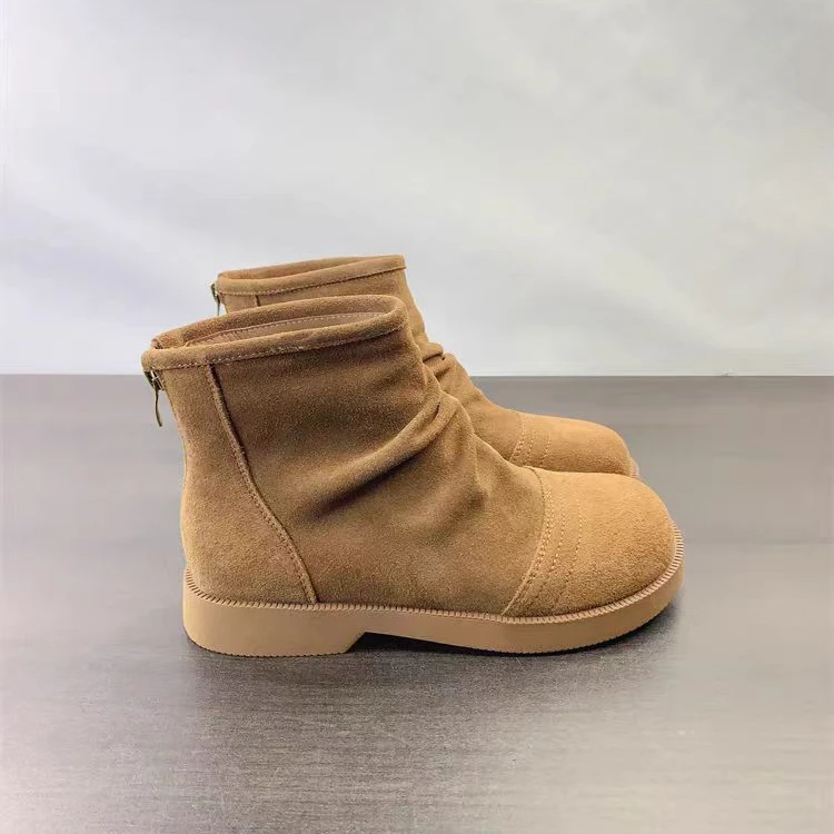 【星款】24319褶皱翻毛皮短靴