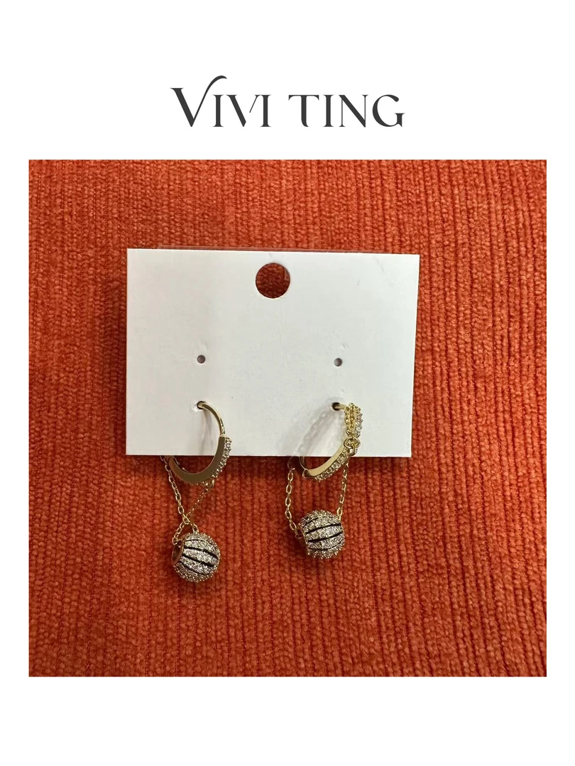 合金铅玻璃耳饰 【VIVI·TING】婷姐推荐镶钻金色耳钉耳环