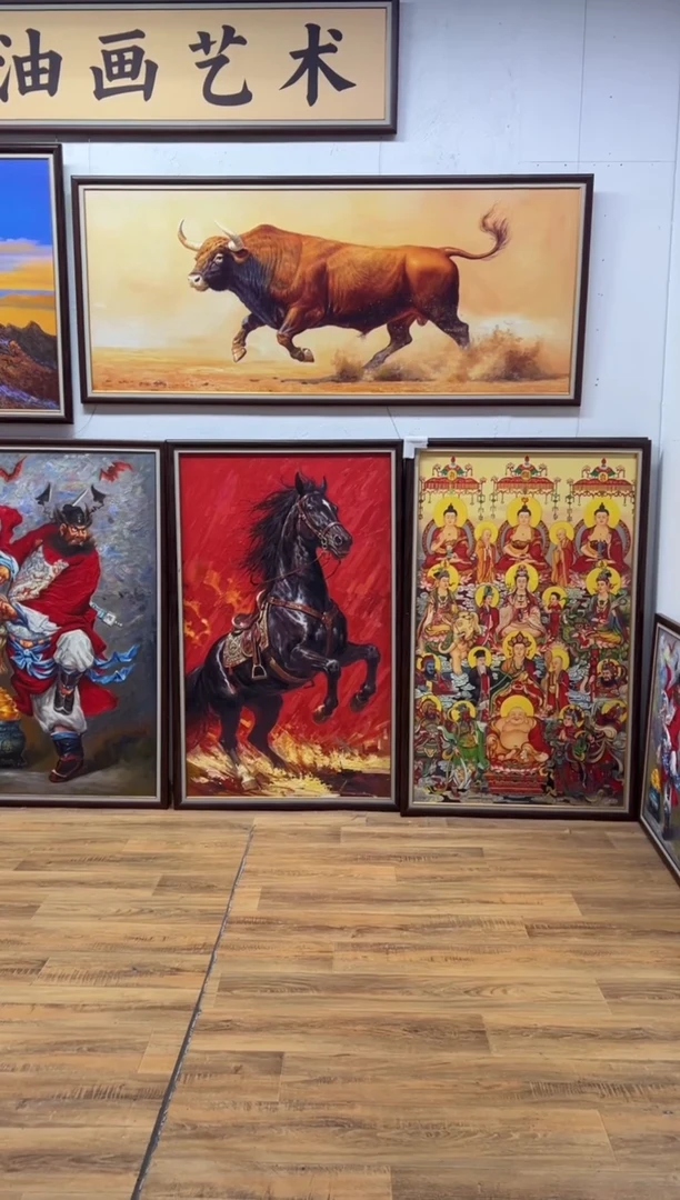 油画哇**伙【张俊龙】牛气冲天办公室客厅茶室玄关客厅挂画油画版画
