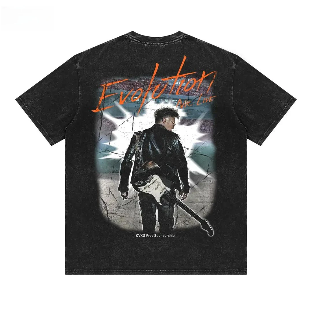 2025进化谢霆锋演唱会同款1美式重磅双面T恤上衣男女新款直喷