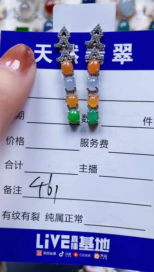 银S925镶嵌翡翠耳饰461