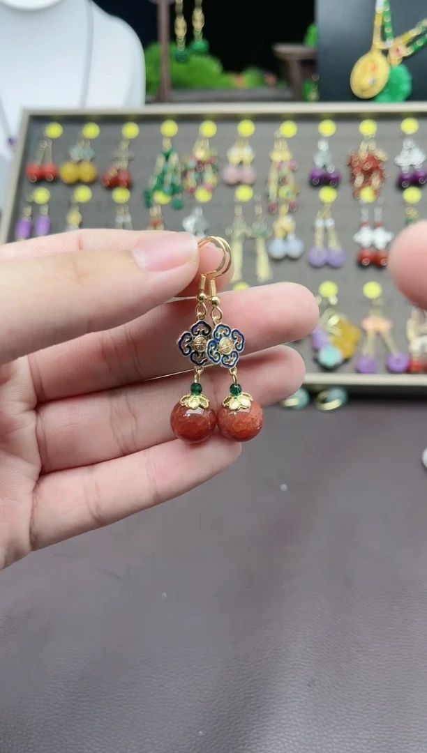 【闪购商品】玛瑙/玉髓耳钉银S925镶嵌223000