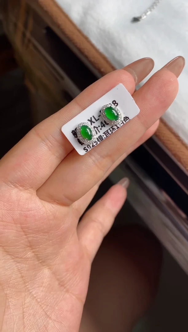 翡翠戒指银S925镶嵌天然A货翡翠