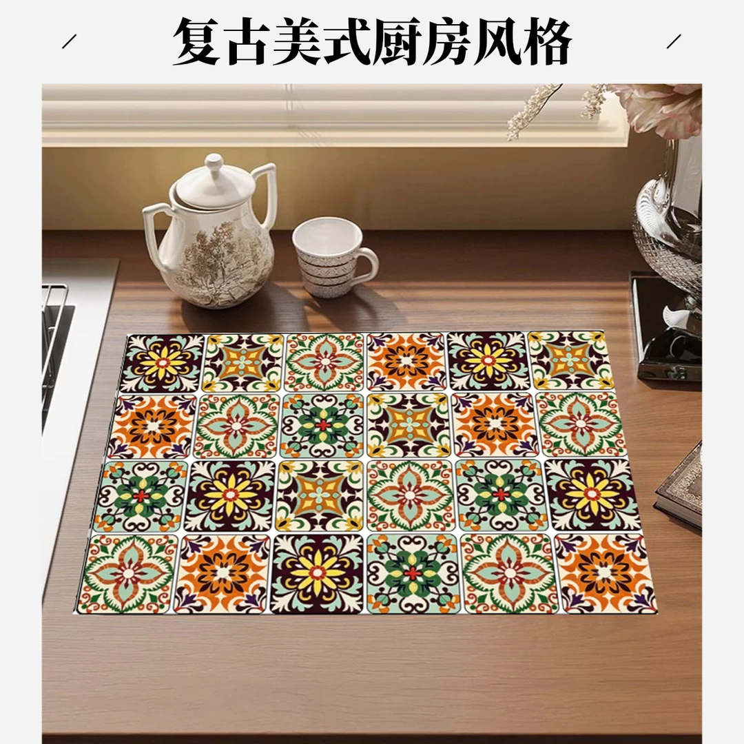 复古美式厨房台面沥水垫碗盘吸水隔热垫防油家用防水防烫美式