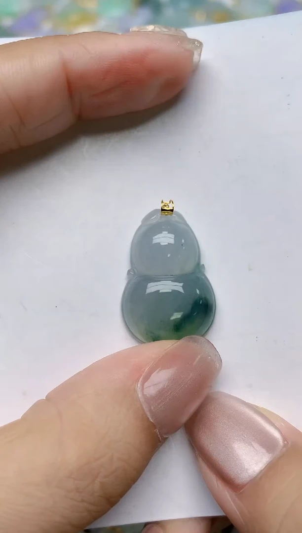 翡翠18K金镶嵌颈饰天然缅甸A货翡翠