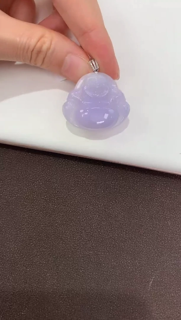 翡翠18K金镶嵌吊坠(赠链)天然缅甸a货翡翠