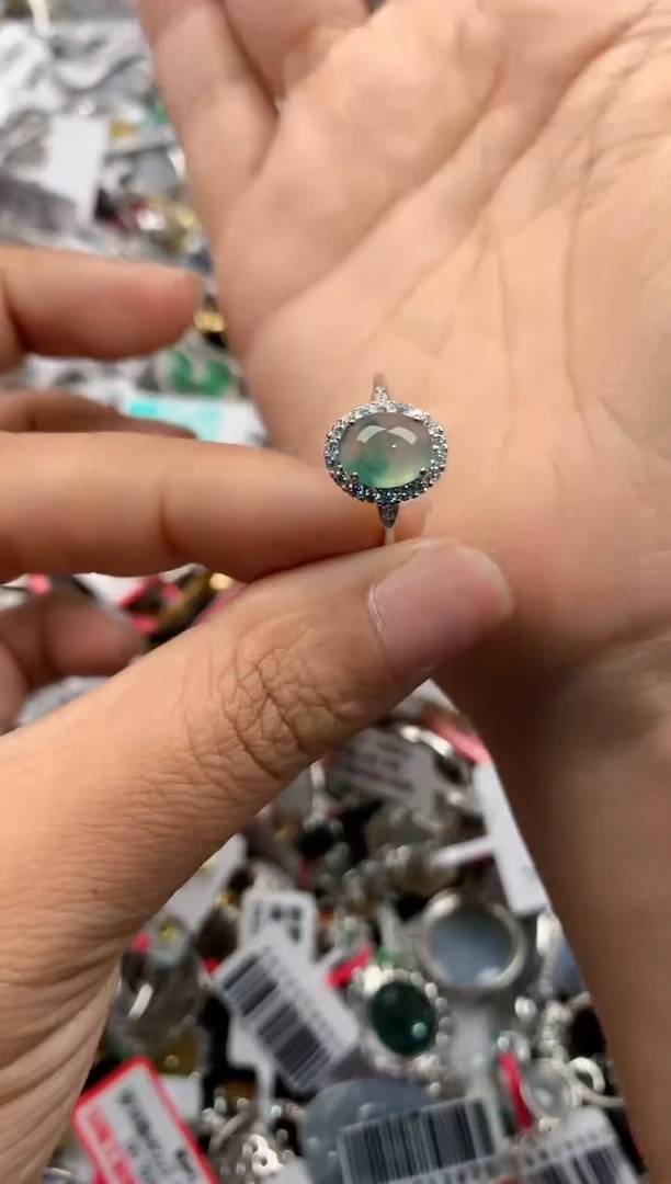 银S925镶嵌戒指翡翠7777          2