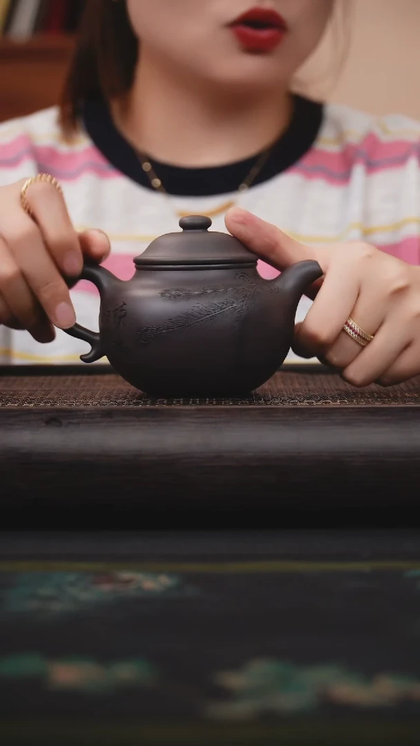 茶壶紫砂天青泥 莲子