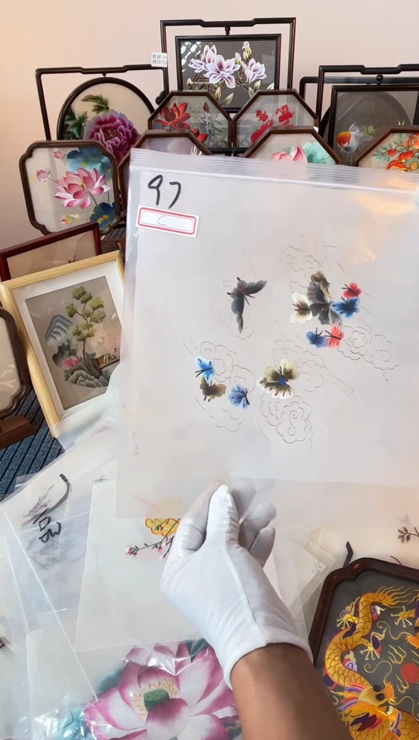 织绣纯手工苏绣双面绣绣布97