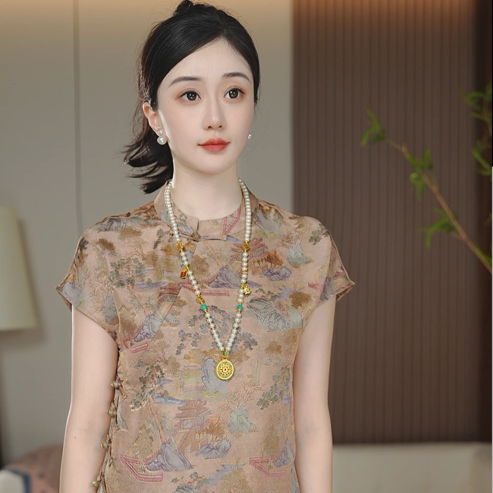 【景桥】 2025年春夏款新款花色新中式新款国风斜襟马甲C2683-XI