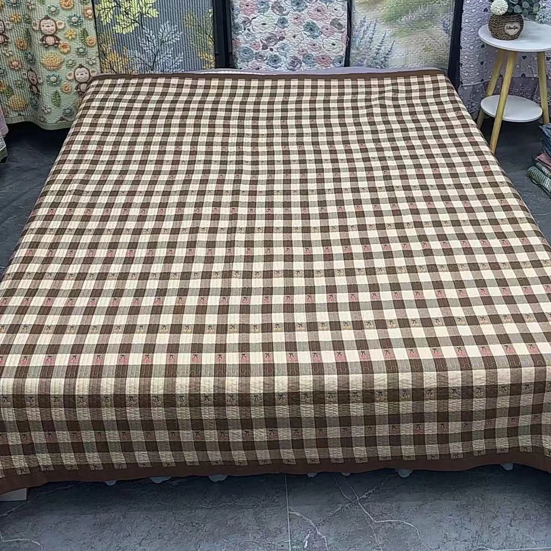 2.3*2.5 四季莫代尔床盖《 加大尺寸咖色樱桃》