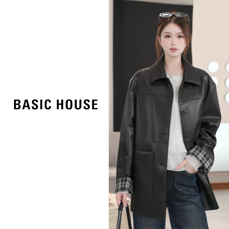 Basic House/百家好新款皮衣外套春季女B1294B5C422（衣长74）