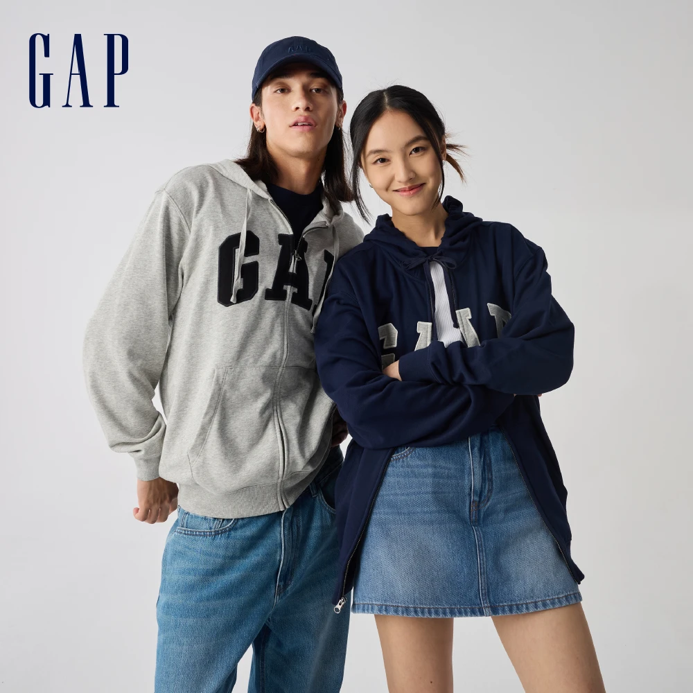Gap男女商场同款新品2025春拉链连帽卫衣多色经典情侣外套868454