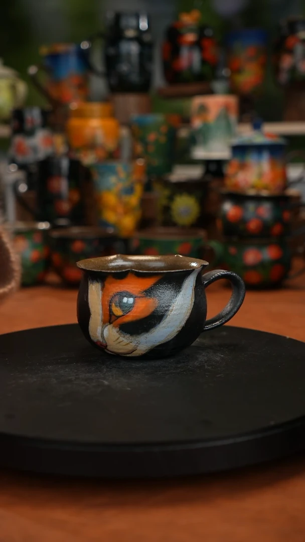 紫砂油画手绘釉下彩
