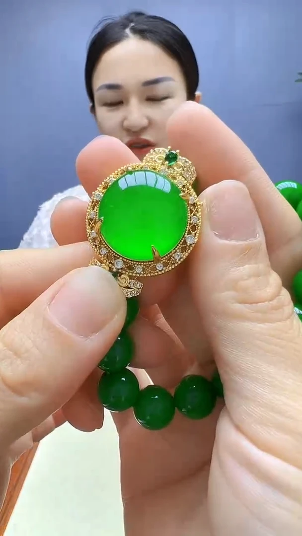 翡翠14K金镶嵌颈饰丹丹diy颈饰