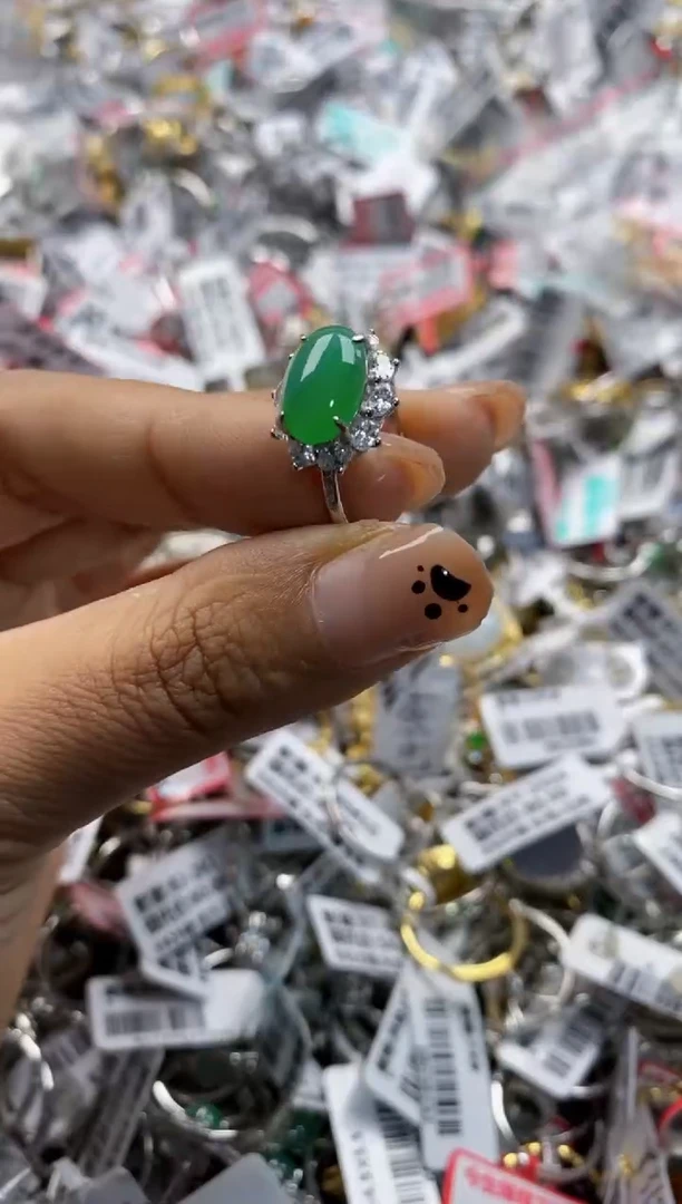 银S925镶嵌戒指翡翠12  12  12   5