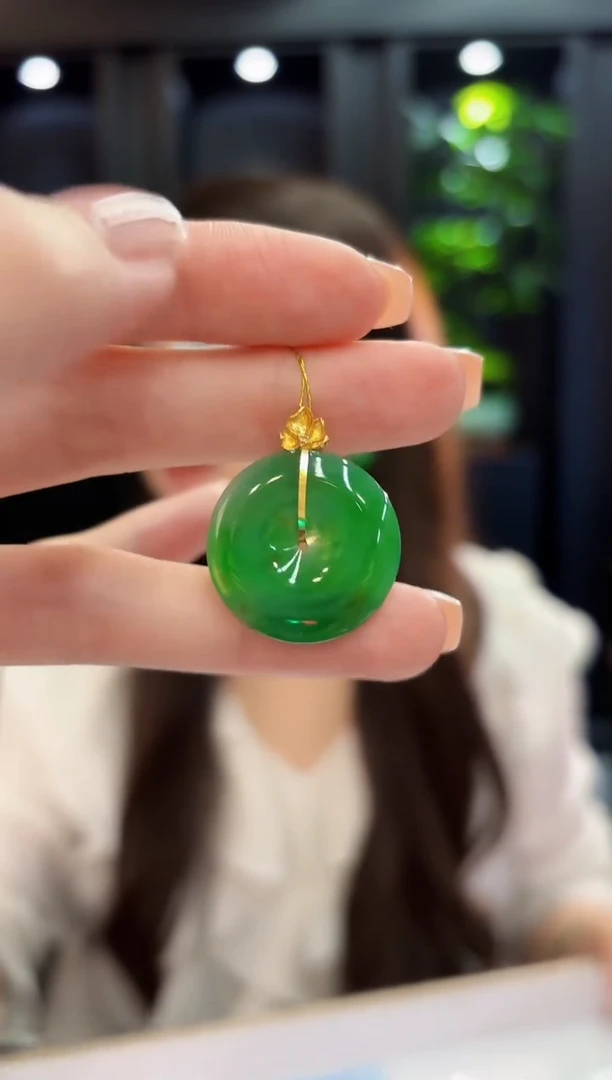 吊坠(不含链)18K金镶嵌翡翠缅料A货/支持复检/一件