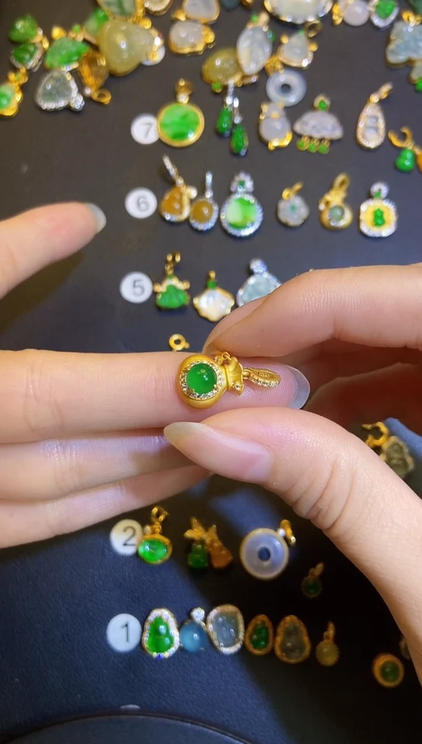 吊坠(不含链)银S925镶嵌翡翠1