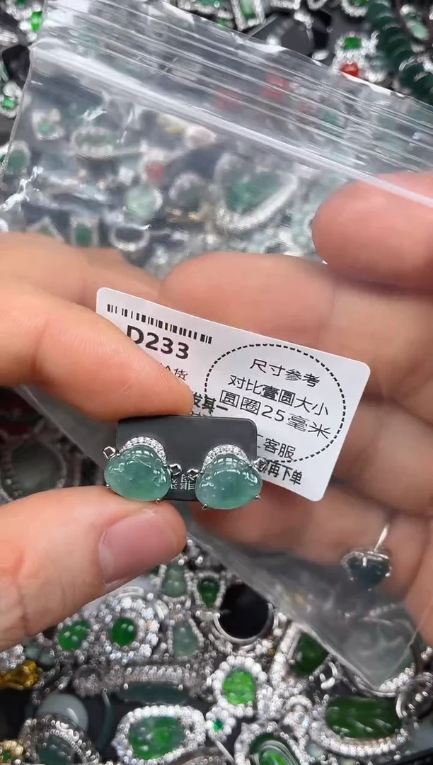 颈饰未镶嵌翡翠D233耳钉