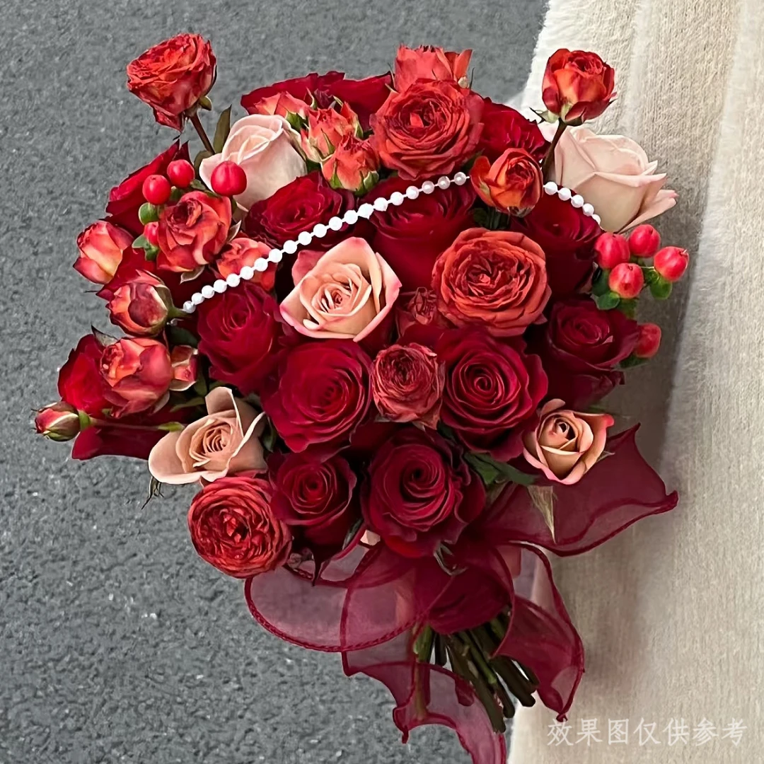 【新娘手捧花】结婚领证婚纱照玫瑰鲜花手捧花鲜花小时达同城花店鲜花订购1-2小时送花上门蒲公英的约定