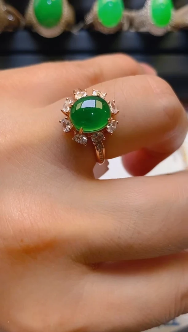 【闪购商品】翡翠耳饰银S925镶嵌天然A货翡翠1