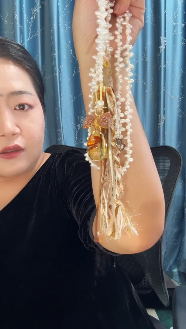 琥珀（花珀）项链未镶嵌花珀珍珠项链