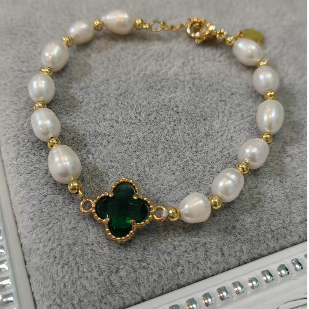 Zephyr淡水珍珠四叶草手链文艺小众设计（5-7mm珠）时尚精美素款