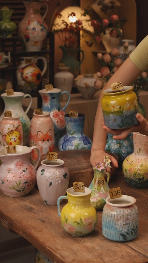 陶瓷景德镇设计师手作花器摆件侘寂风532