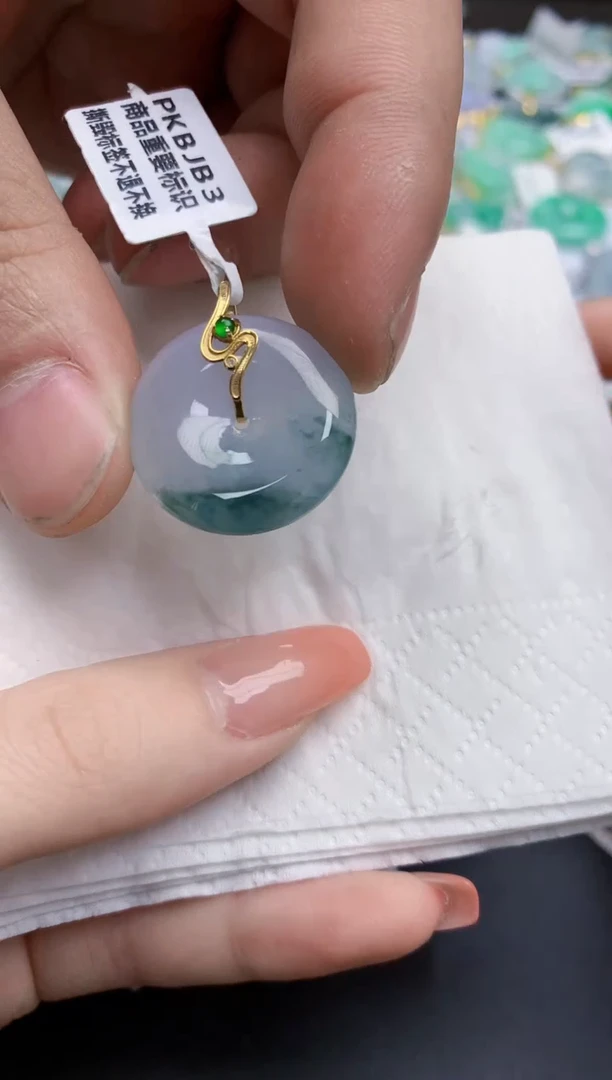 【闪购商品】翡翠颈饰18K金镶嵌天然缅甸翡翠A货