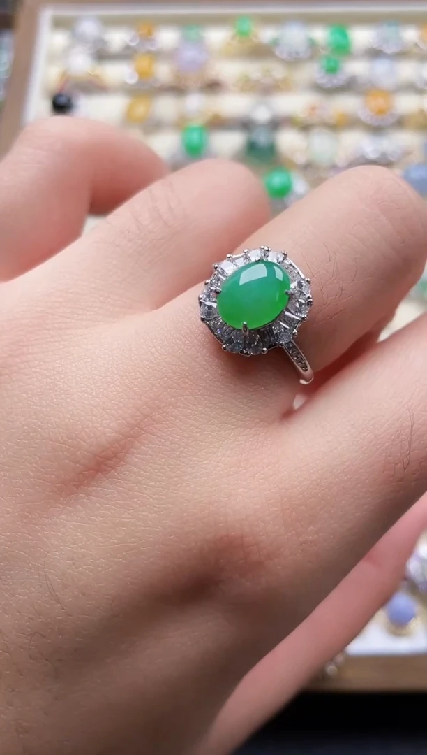 银S925镶嵌戒指翡翠209