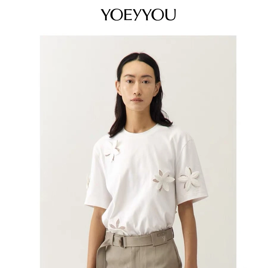 YOEYYOU白色立体花T恤YTSS320662(惠）