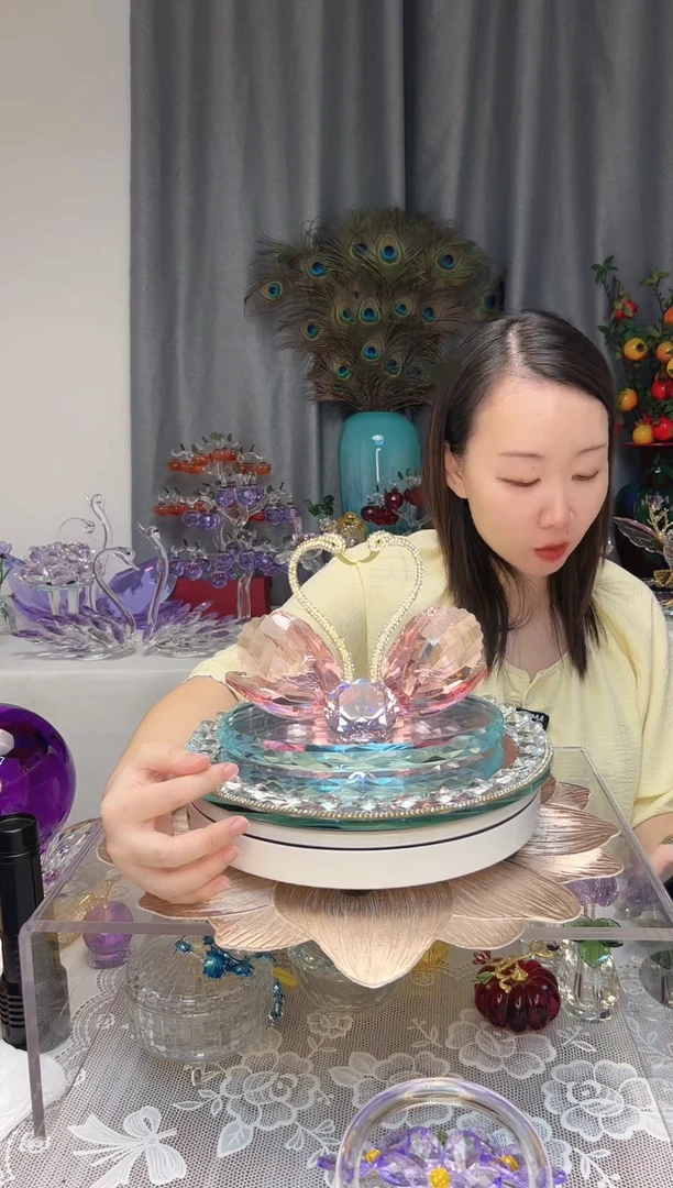 人造水晶双头天鹅