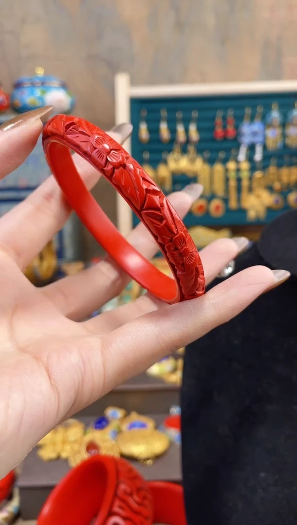 【闪购商品】非遗雕漆镯子圆条吉祥60-63