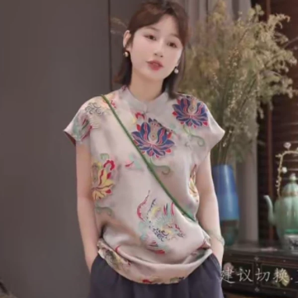 2025夏季新款精致优雅时尚百搭国风无袖马甲高级感减龄显瘦上衣