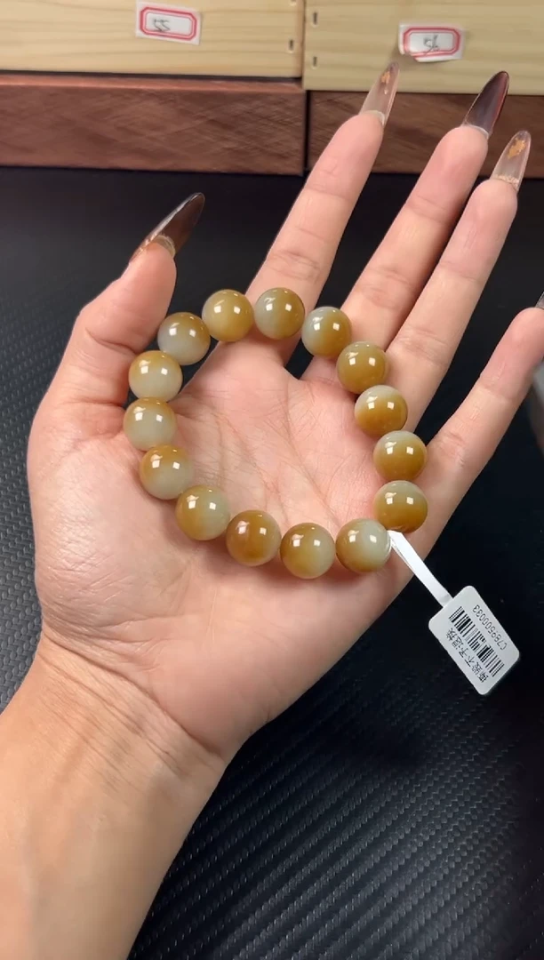 未镶嵌手串和田玉若羌微色差卡14mk