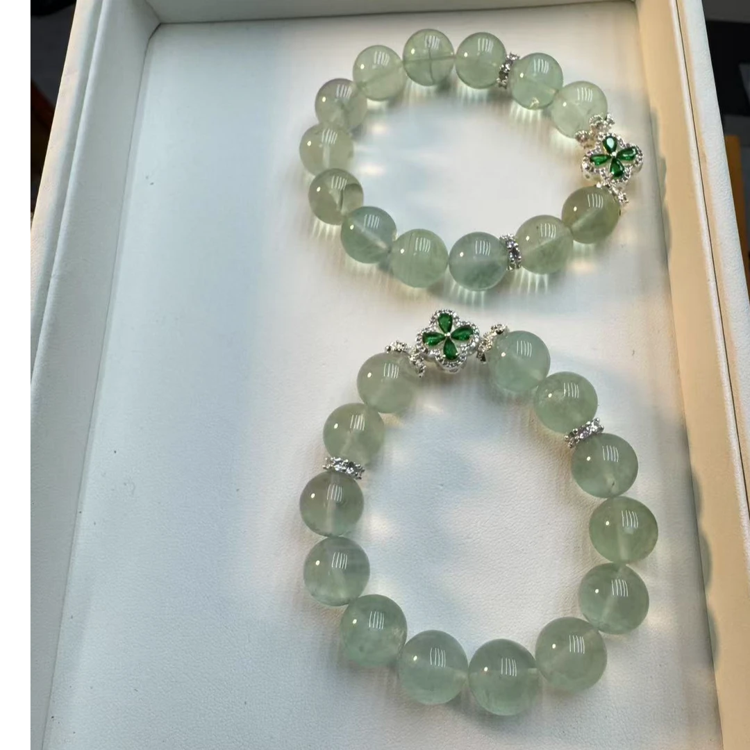 天然萤石绿葡萄手串 孤品2