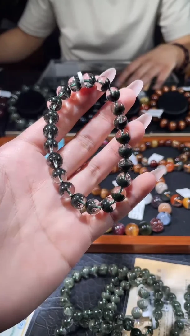 未镶嵌手链水晶绿幽灵手链聚宝盆8.5mm