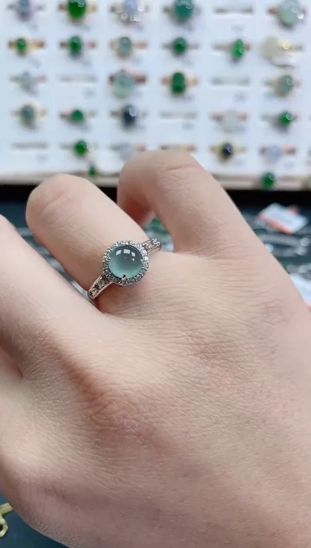 银S925镶嵌戒指翡翠天然翡翠