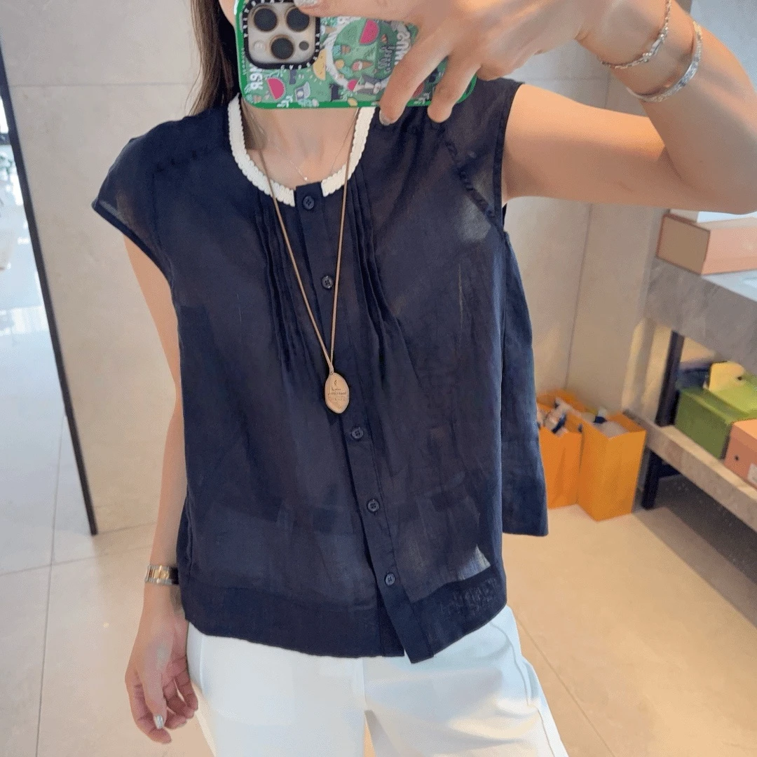 韩版洋气个性休闲圆领套头短袖女2025年夏季新款宽松复古吊带上衣