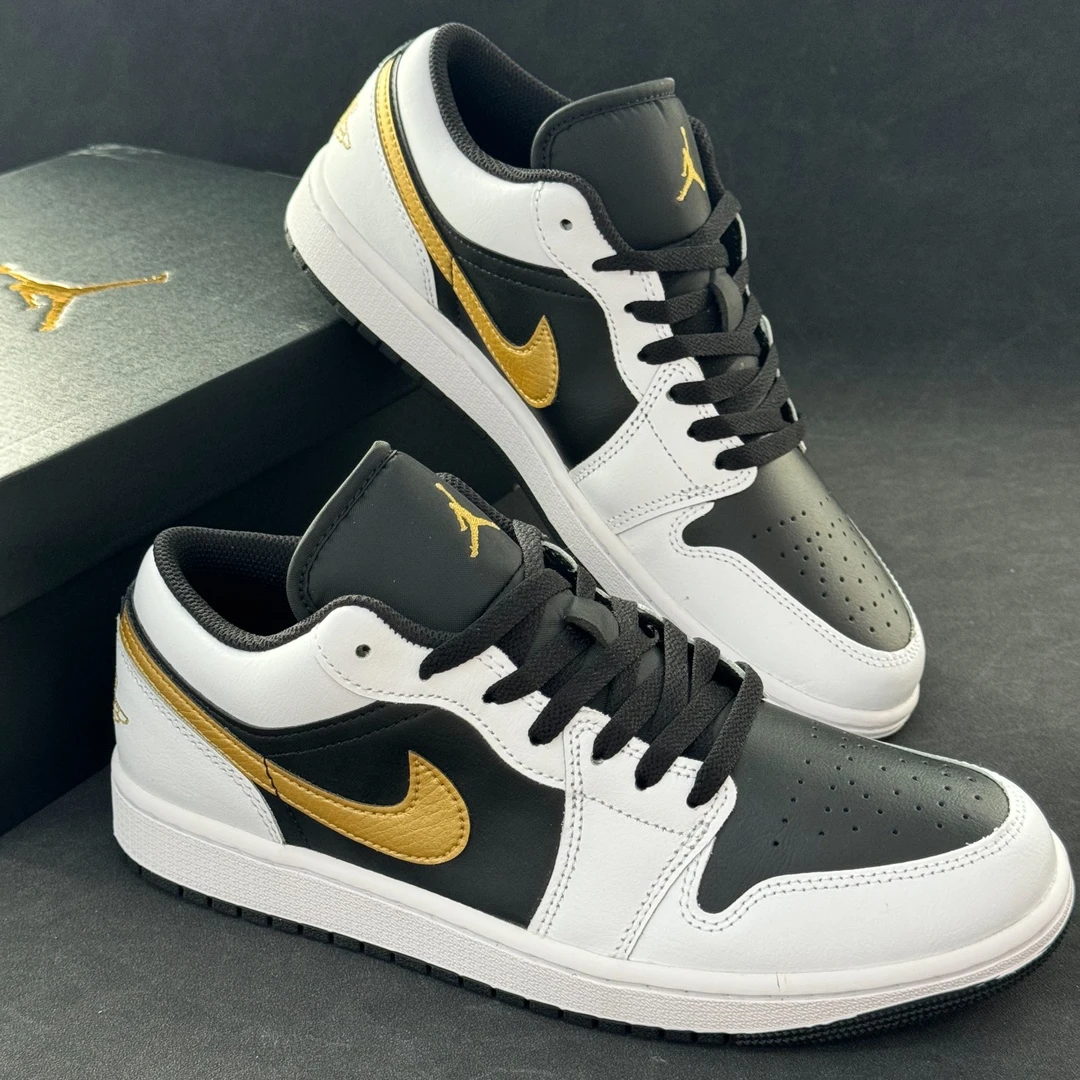 Air Jordan 1 Low男款低帮黑白金复古防滑运动休闲板鞋官方正品