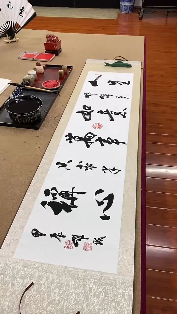 【闪购商品】书法万事如意  四尺对开卷轴陈维成