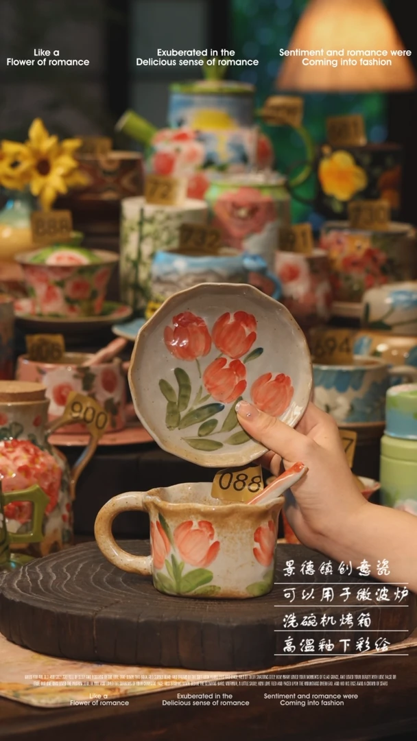 陶瓷088景德镇高温釉下彩绘设计师款式