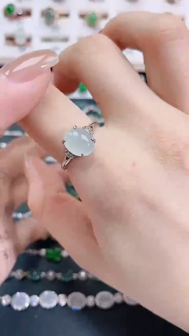 银S925镶嵌戒指翡翠天然翡翠
